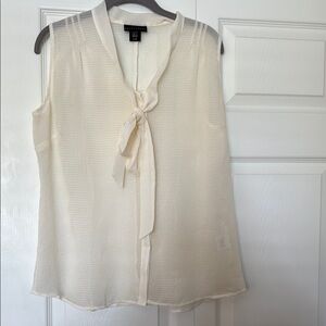 Apostrophe Cream Sleeveless SheerTie Front Blouse Size L